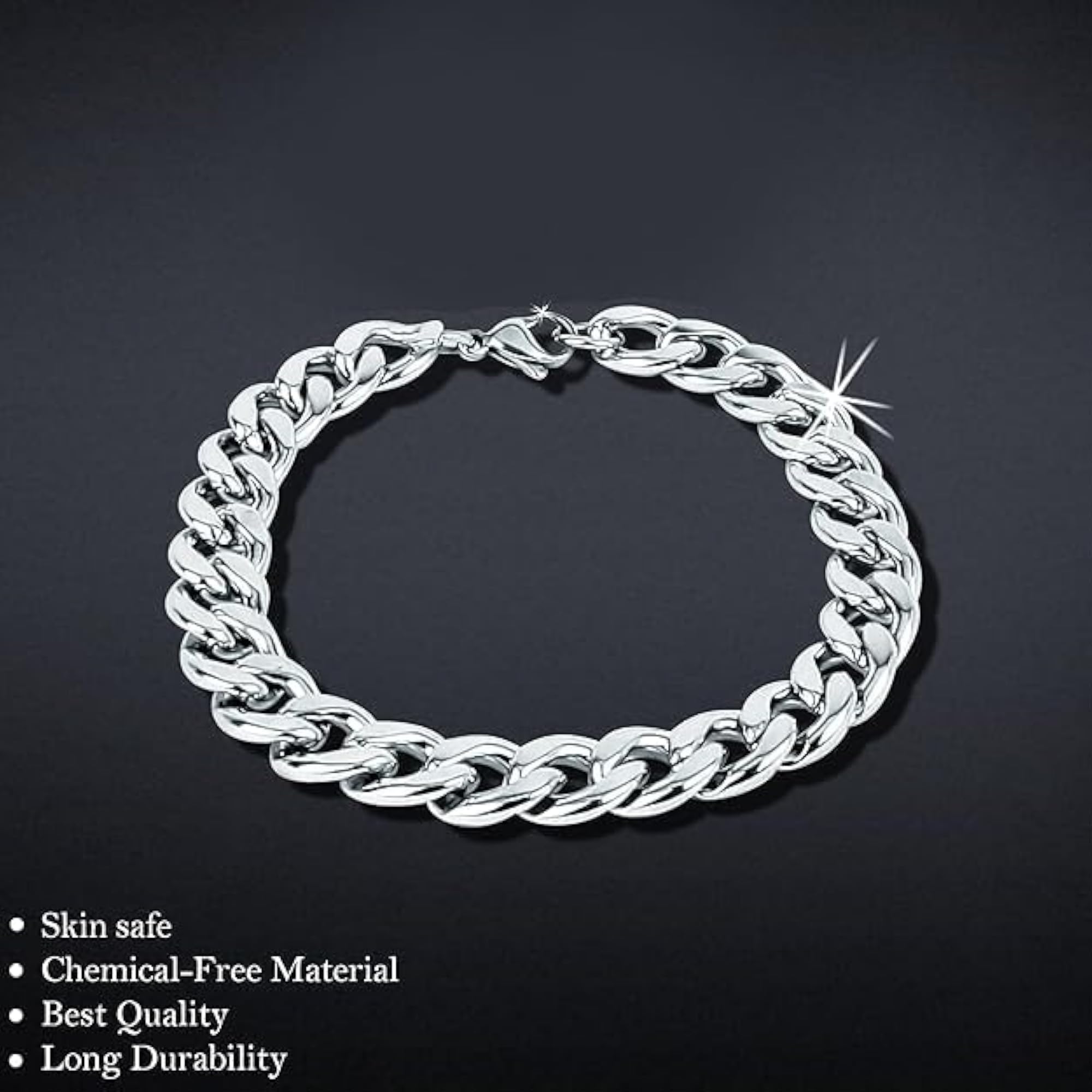 Men's Stainless Steel Cuban Link Chain Necklace Bracelet Set