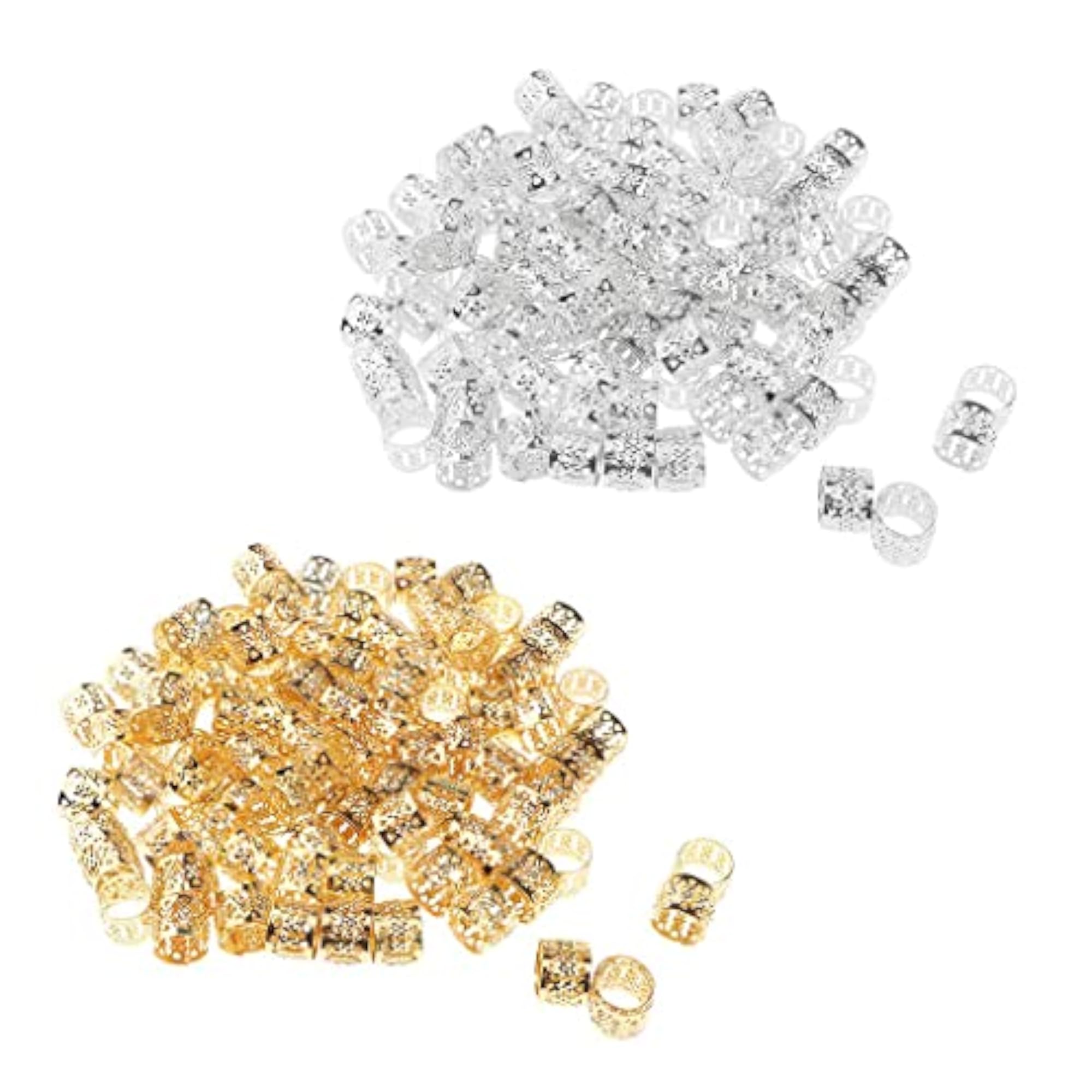 100Pcs Heart Metal Cuff Hair Extension Decorations, Silver