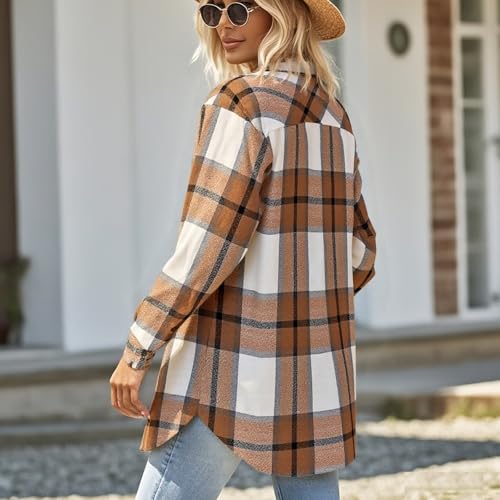 Women Casual Plaid Shirt Long Sleeve Button-Up Shirt for Daily Wear2