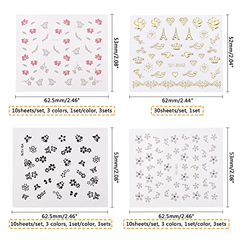 OLYCRAFT 180 Blatt Nagelsticker Blumen 3D Nail Art Aufkleber Golden Pink Schwarz Weiß Aufkleber Abziehbilder Aufkleber… – Bild 3