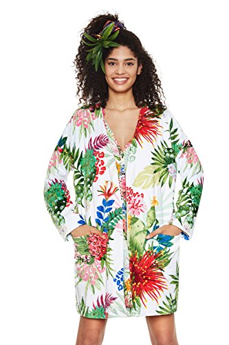 Desigual - Albornoz para Mujer turesa Fresh, Turquesa Fresh, Medium