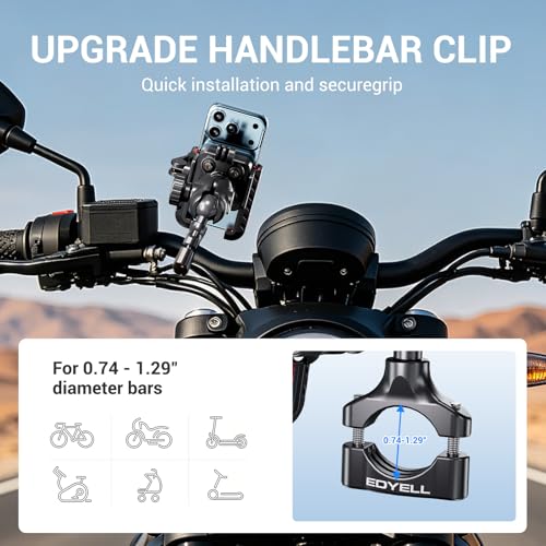 Image of EDYELL Mobile Holder for Bike,Motorcycle Phone Mount Holder, Anti-Theft, Anti-Vibration Dampener Mount,360 Adjustable for Motorcycle Bike ATV Scooter Fit 4.7 inch-7.2 inch Cellphone 12-M Warranty (YF303-A)