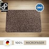 DOMOPRIMA® Fußmatte 60x40 cm Dunkelbraun – Waschbare Schmutzfangmatte aus Mikrofaser, rutschfest und extra saugstark, 7 mm flach, Türmatte für Eingang, Flur, Küche, Bad und Haustier