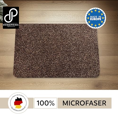 DOMOPRIMA® Fußmatte 60x40 cm Dunkelbraun – Waschbare Schmutzfangmatte aus Mikrofaser, rutschfest und extra saugstark, 7 mm flach, Türmatte für Eingang, Flur, Küche, Bad und Haustier