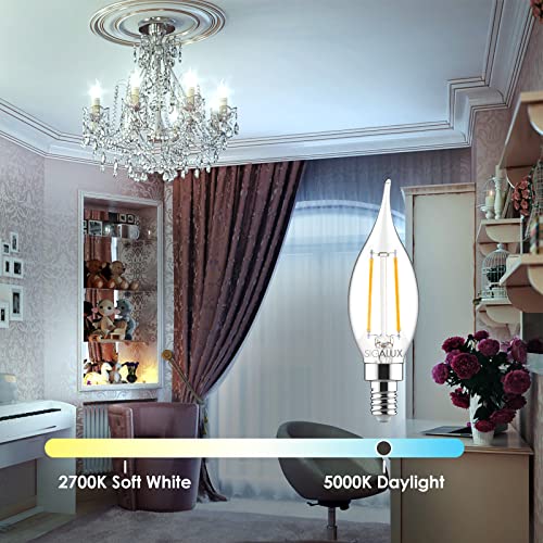 Sigalux Candelabra Led Light Bulbs Dimmable, E12 40 Watt Chandelier Light Bulbs, Ca10 Flame Tip Candle Light Bulbs, 5000K Daylight, 300Lm E12 Led Bulb For Chandeliers, Ceiling Fan, Pendant, 12 Pack #TOP4