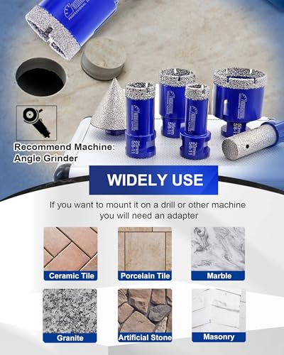 Image of SHDIATOOL Tile Diamond Drill Bits Set,Porcelain Hole Saw, Cutter for Marble Ceramic Granite 6pieces(20 /25 /35 /50 /20MM /2 inch)