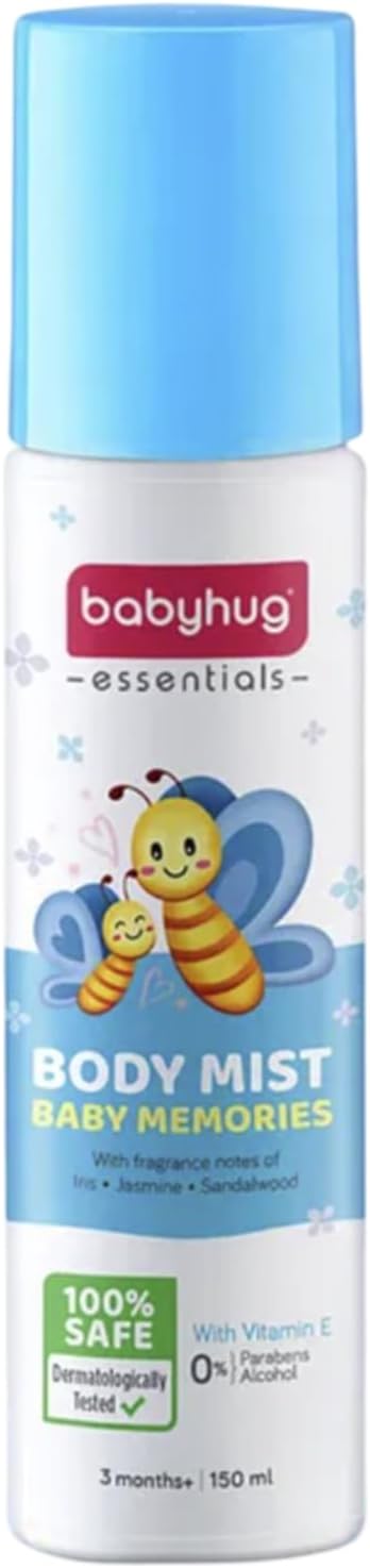 Babyhug Baby Memories Body Mist - 150ml | Hydrate on-the-go with super-light, fast-absorbing Vitamin E | IFRI Certififed Allergen Free Fragrance