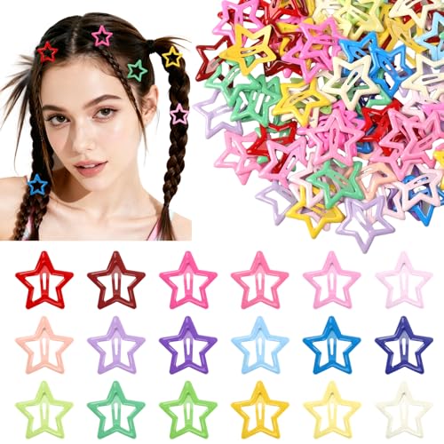 100 pezzi fermagli per capelli a forma di stella, fermagli per capelli colorati a stella Y2K, fermagli per capelli pentagramma in metallo da 3,1 cm, fermagli per capelli antiscivolo con stelle cave