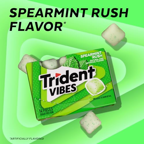 Image of Trident Vibes SPEARMINT RUSH Sugar Free Chewing Gum, 14 Pieces (Pack of 9)