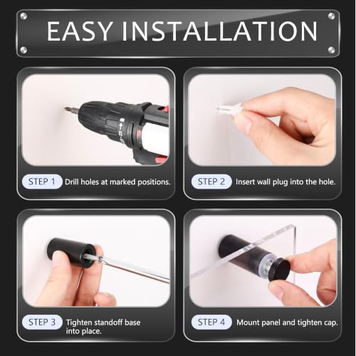 Image of Pelopy 12 Pcs Sign Standoff Screws Advertising Screws Stainless Steel Wall Standoff Mounts Glass Acrylic Nail (3 /4 x 1-5 /8 Inch,Black)