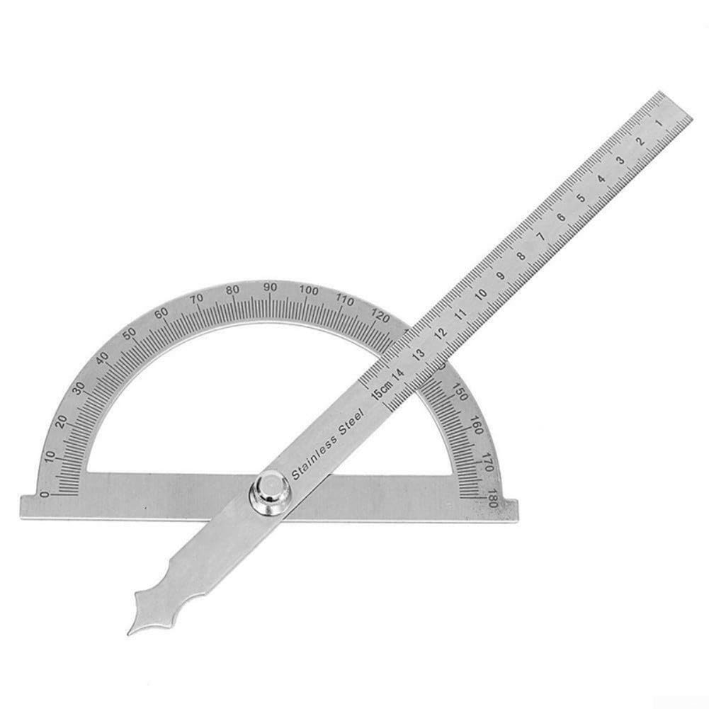 Goniometro professionale in acciaio inox a 180 gradi con blocco a vite, strumento di misurazione angolare per misurazioni precise e uso in falegnameria