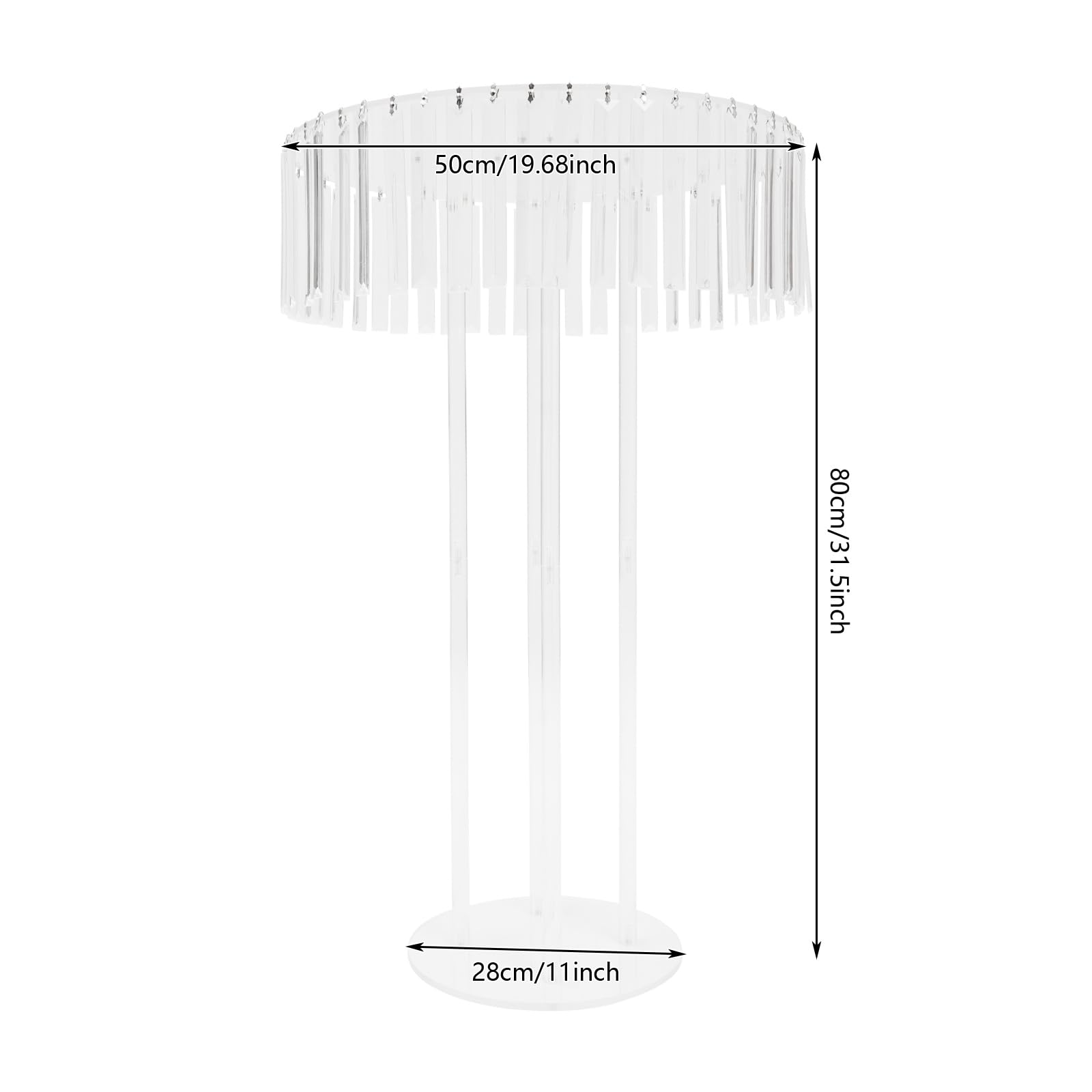 Ślubny stojak na kwiaty, wysokość 80 cm, akryl, przezroczysty, okrągły, dekoracja weselna, 50 cm, szerokość 50 cm, na stół, bukiet kwiatów, wazon, wazon na kwiaty, nakładka na stół, wazon stołowy