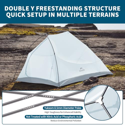 Image of Naturehike Cloud-Up 2 Person Tent Lightweight Backpacking Tent with Footprint - Free Standing Ultralight Camping Hiking Backpack Tents Two Person Tent