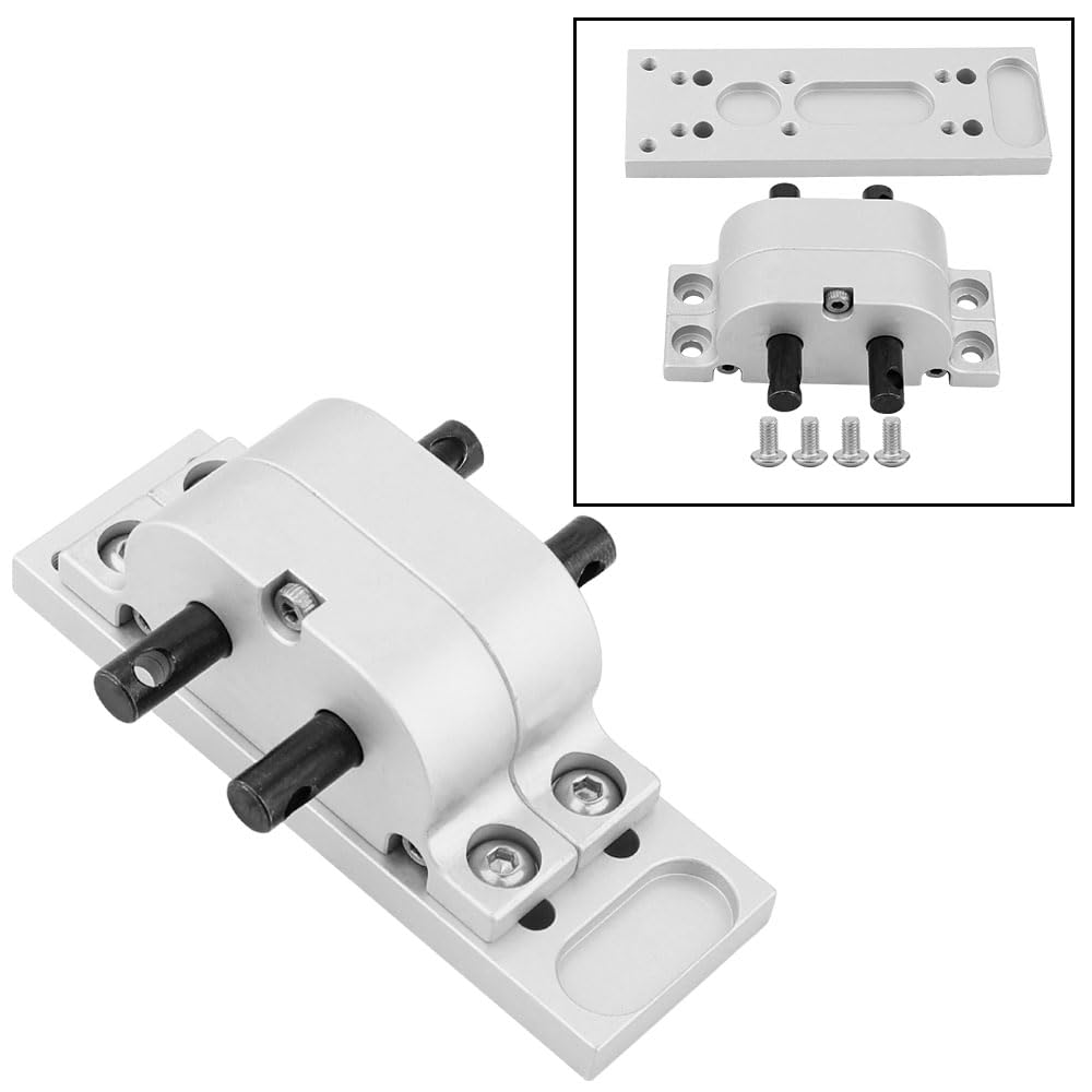 Pothyes Metal Alloy 1:1 Transfer Case Gearbox Transmission with Mount Plate for Axial SCX10 D90 1/10 RC Crawler 1/14 Tamiya Tractor Truck Upgrade Parts (Silver)