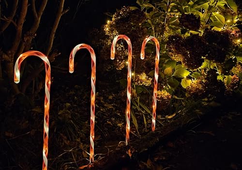 Bambelaa! LED Zuckerstangen Gartenstecker Rot Weiß Weihnachtsdeko...