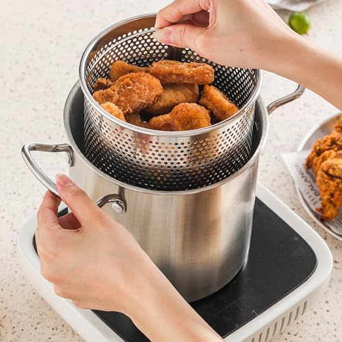 Marmite friteuse en acier inoxydable de 3,5 L robuste avec panier durable - 4