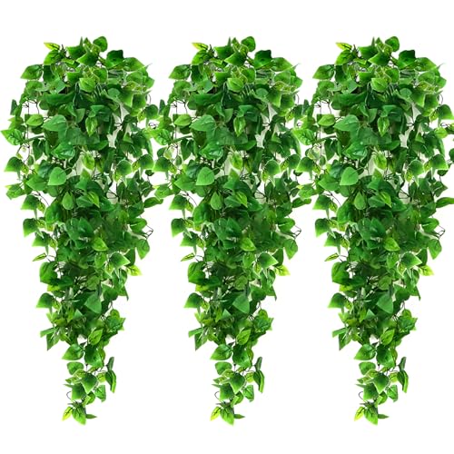 Ageomet 3pcs Artificial Hanging Plants, 3.6ft Fake...