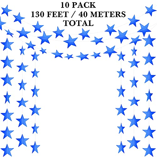 Image of Patelai Glitter Star Garland Banner 2026 Party Decor 130 Feet Star Hanging Streamers Twinkle Backdrop for Classroom Birthday Graduation Wedding Supplies(Royal Blue)