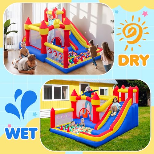 Liaakrr Bounce House, 8-in-1 Bounce House for Kids, Bouncy House with Slide, Climbing Wall, Ball Pit, Obstacles, Trampoline & Basketball Hoop – Includes Blower for Indoor & Outdoor - Image 6