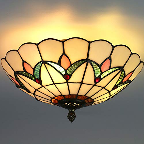 Skyweel A001 30CM W Tiffany Style Ceiling Light Vintage Stained Glass Flush Mount Ceiling Lighting Fixtures Lamps  thumb #3