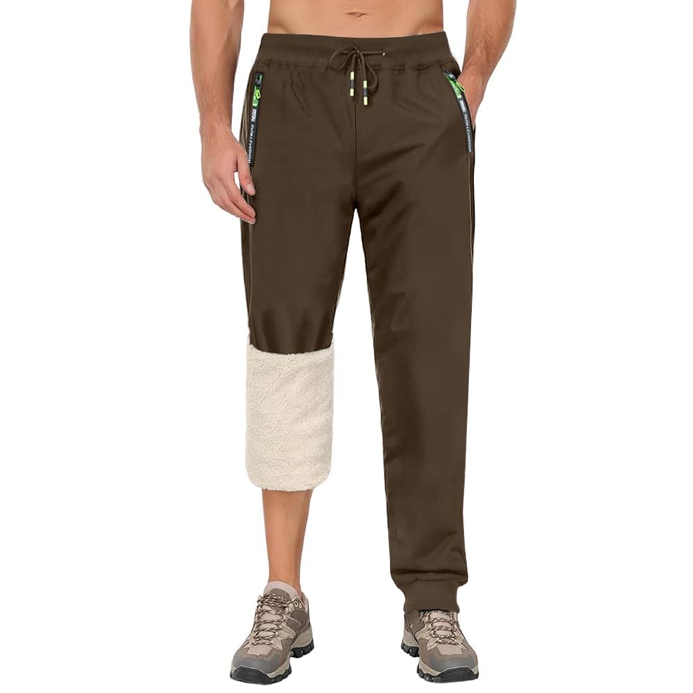 ZOXOZ Jogginghose Herren Fleece Sherpa Gefüttert Jogginghose Wasserdicht Warm Baumwolle Winter Hose