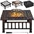 Yaheetech 32in Outdoor Firepit Square Table Backyard Patio Garden Stove Wood Burning Fire Pit with Spark Screen, Log Poker and Cover