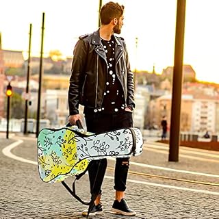 Housse étanche pour guitare acoustique avec double bandoulière et poche Motif floral Fond noir, Multicolore 03., 42.9×16… - Les Beatles, Paul McCartney, John Lennon, RIngo Starr, George Harrison Housse étanche pour guitare acoustique avec double bandoulière et poche Motif floral Fond noir, Multicolore 03., 42.9x16… – Image 6