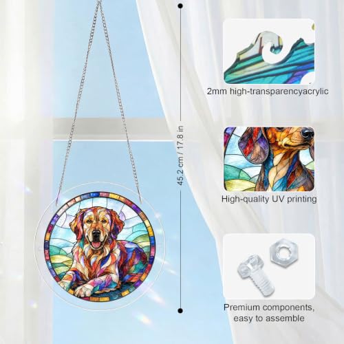 Rompecabezas acrílico DIY para atrapar la luz - Golden Retriever, 7.4 pulgadas | Decoración para ventanas y jardín, regalos únicos para mamá, mujeres, esposa, hermanas, tías y amigas miniatura 4