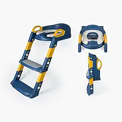 Assento Redutor Infantil Dobrável Com Escada Desfralde (Azul)