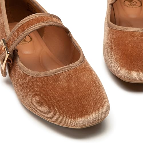 Trary Women's Ballet Flats,Square Toe Velvet Mary Jane Shoes Women,Comfortable Dress Shoes for Women Dressy2