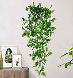 Plantas artificiais penduradas de 110 cm, plantas falsas para pendurar, videira de hera falsa, videiras artificiais para parede, ambientes internos e externos, decoração de festa de jardim (folhas de