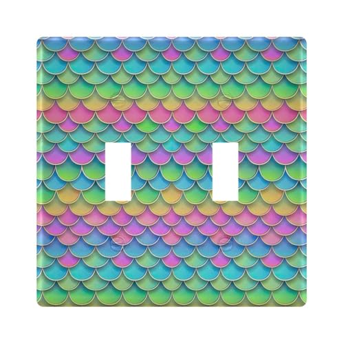UMIRIKO Rainbow Mermaid Scale Light Switch Cover Plate Covers Decorative Double Toggle Home Decor 202b5414