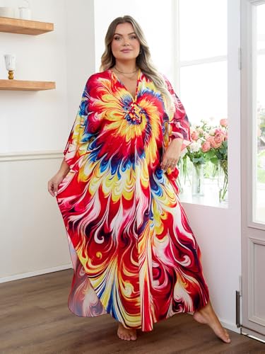 Image of Kaftan Dress for Women - Plus Size Caftan Maxi Beach Dress Moo Moos Loungewear, Swimsuit Cover Up for Beach, Pool or Vacation