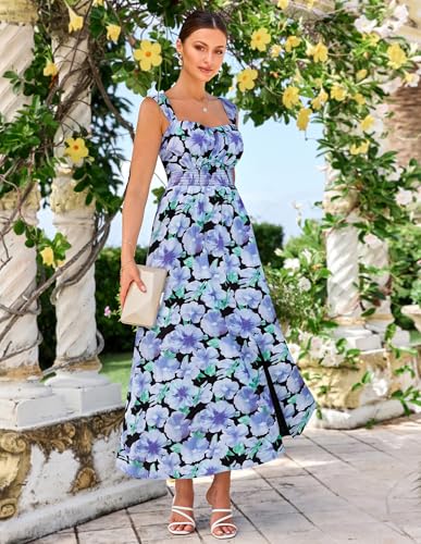 Image of GRACE KARIN 2026 Women's Summer Floral Wedding Guest Dress,Beach Flowy A Line Maxi Off Shoulder Bridesmaid Dresses