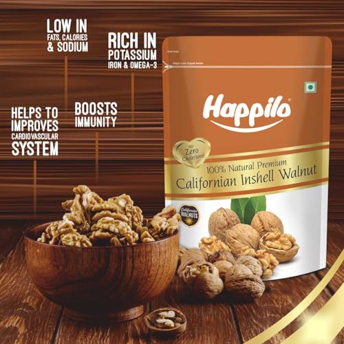 Image of Happilo Premium Inshell Dried Walnut 500g (Pack of 2) | Akhrot Giri | Dry Fruits, Healthy Snacks | Large Size | Walnut with Shell | Rich in Protein, Antioxidants & Source of Omega-3