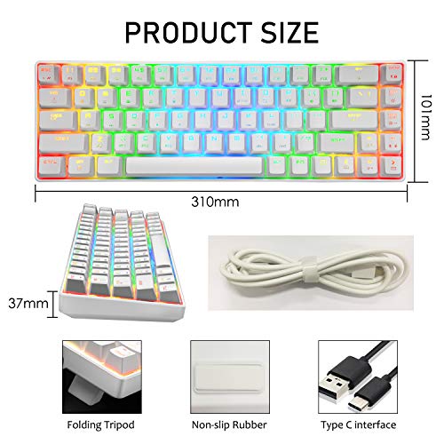 60% Mechanical Gaming Keyboard Type C Wired 68 Keys LED Backlit USB Waterproof Apex Pro illuminated Keyboard 18 Chroma RGB Lighting Backlight Anti-ghosting Keys for Gamers and Typists (Blue Switch) 60% Mechanical Gaming Keyboard Type C Wired 68 Keys LED Backlit USB Waterproof Apex Pro illuminated Keyboard 18 Chroma RGB Lighting Backlight Anti-ghosting Keys for Gamers and Typists (Blue Switch)