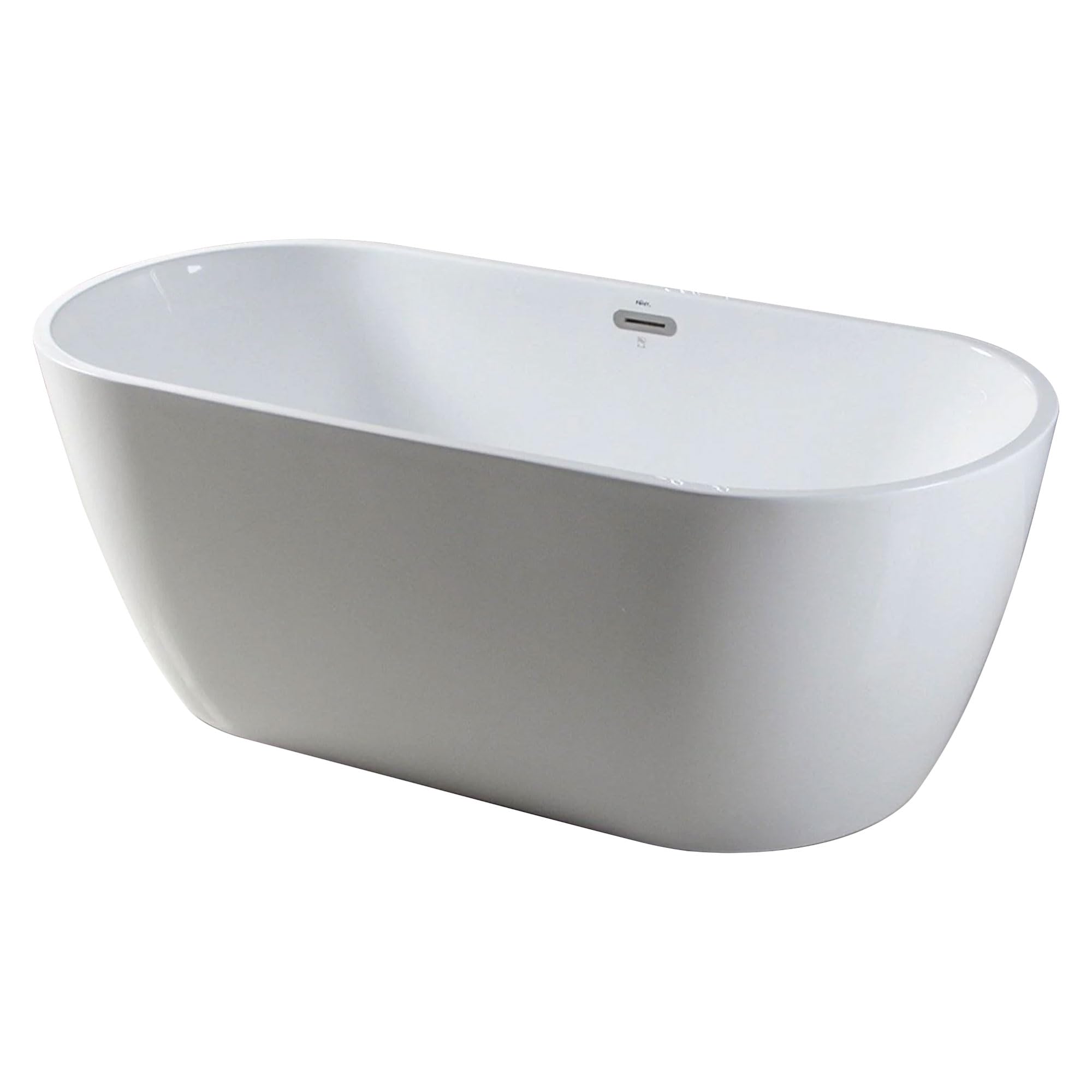 FerdY Bali 59" Acrylic Freestanding Bathtub, Gracefully Shaped Freestanding Soaking Bathtub, Toe-Tap Chrome Drain and Classic Slotted Overflow Included, Glossy White, cUPC Certified