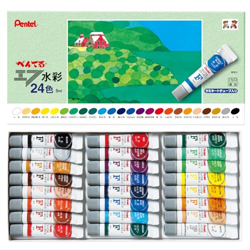 Amazon.co.jp: ぺんてる 絵の具 エフ水彩 WFR-24 ラミチューブ入り 24