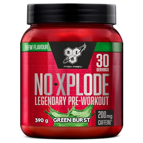 BSN Nutrition N.O.-Xplode Pre Workout Powder Food Supplement Energy and Focus supportwith Caffeine Amino Acids Vitamin C and Zinc Green Burst Flavour 30 Servings 390 g