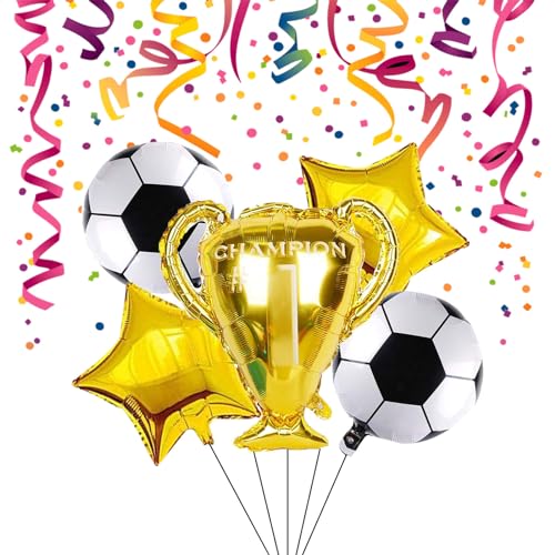 Balões de futebol, troféu balões, balões em forma de estrelas, balões de alumínio de futebol, decoração de aniversário de futebol, balões de futebol decorações para aniversários, decoração de festa, 5