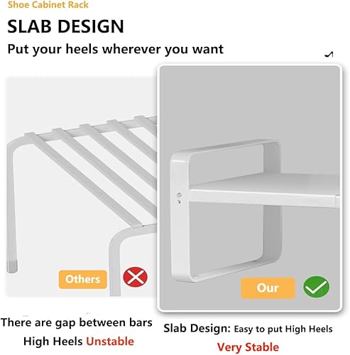 Miniatura 5 de Bayou Zapatero expandible de 2 niveles, organizador de almacenamiento de zapatos ajustable para armario, estante de zapatos de metal resistente,