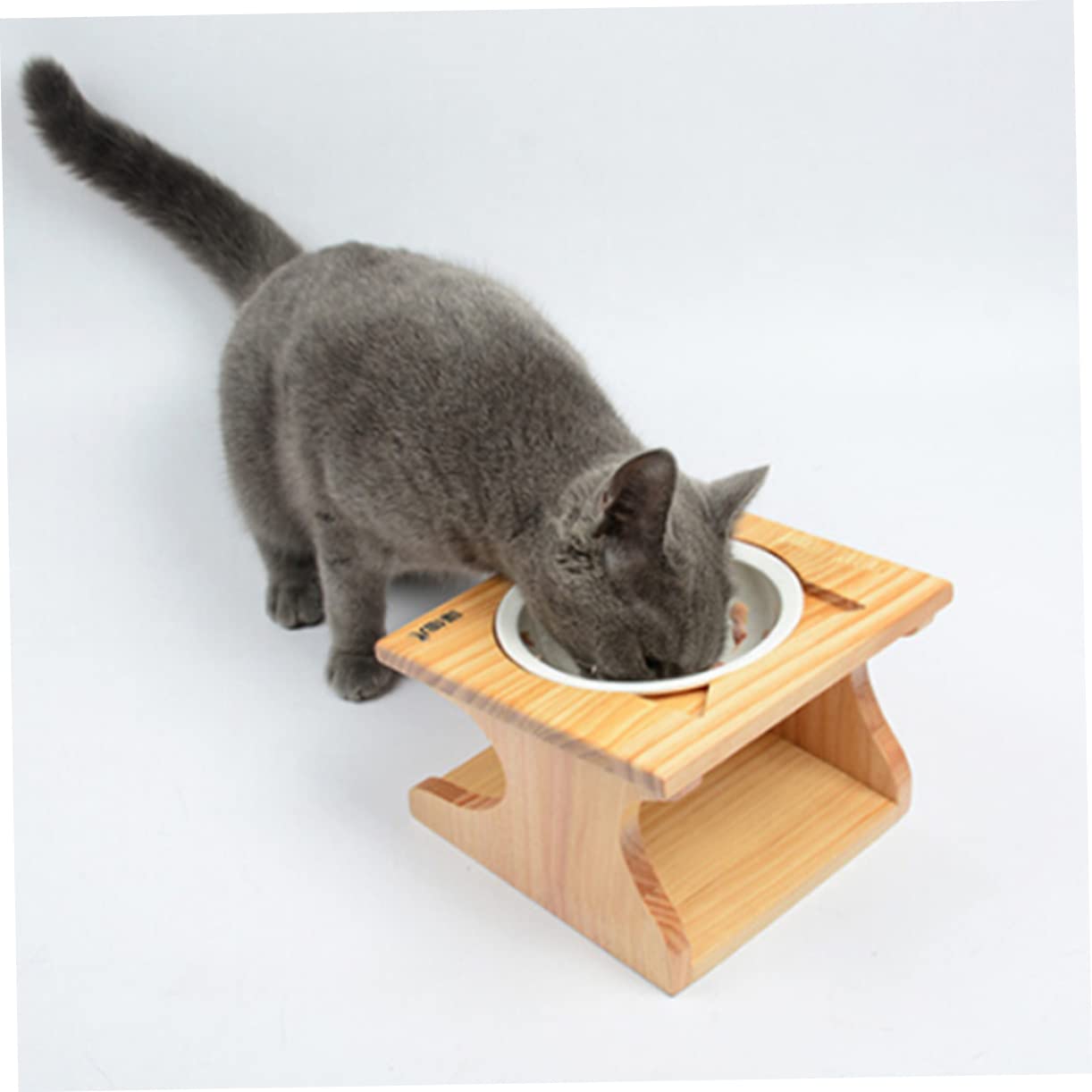 Cuenco de Madera para Mascotas una Pieza, Comedero | Agua y Premios, Apto para Gatos y Cachorros, Diseño Estable, Resistente al Óxido