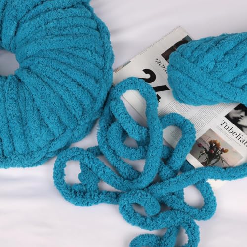 Image of 8 Packs Jumbo Chunky Chenille Yarn - 2040g(72oz) 245 Yards (224m) Bulky Yarn - Chunky Yarn for Hand Knitting Blanket,Cushions, Pet Bed - Soft and Durable(Sky Blue)