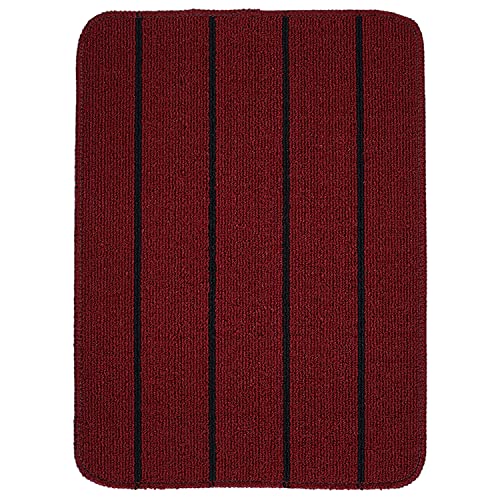 Image of Saral Home 2pc Door Mat Anti-Skid Washable Loop Stripe (Maroon. 45X60 cm)