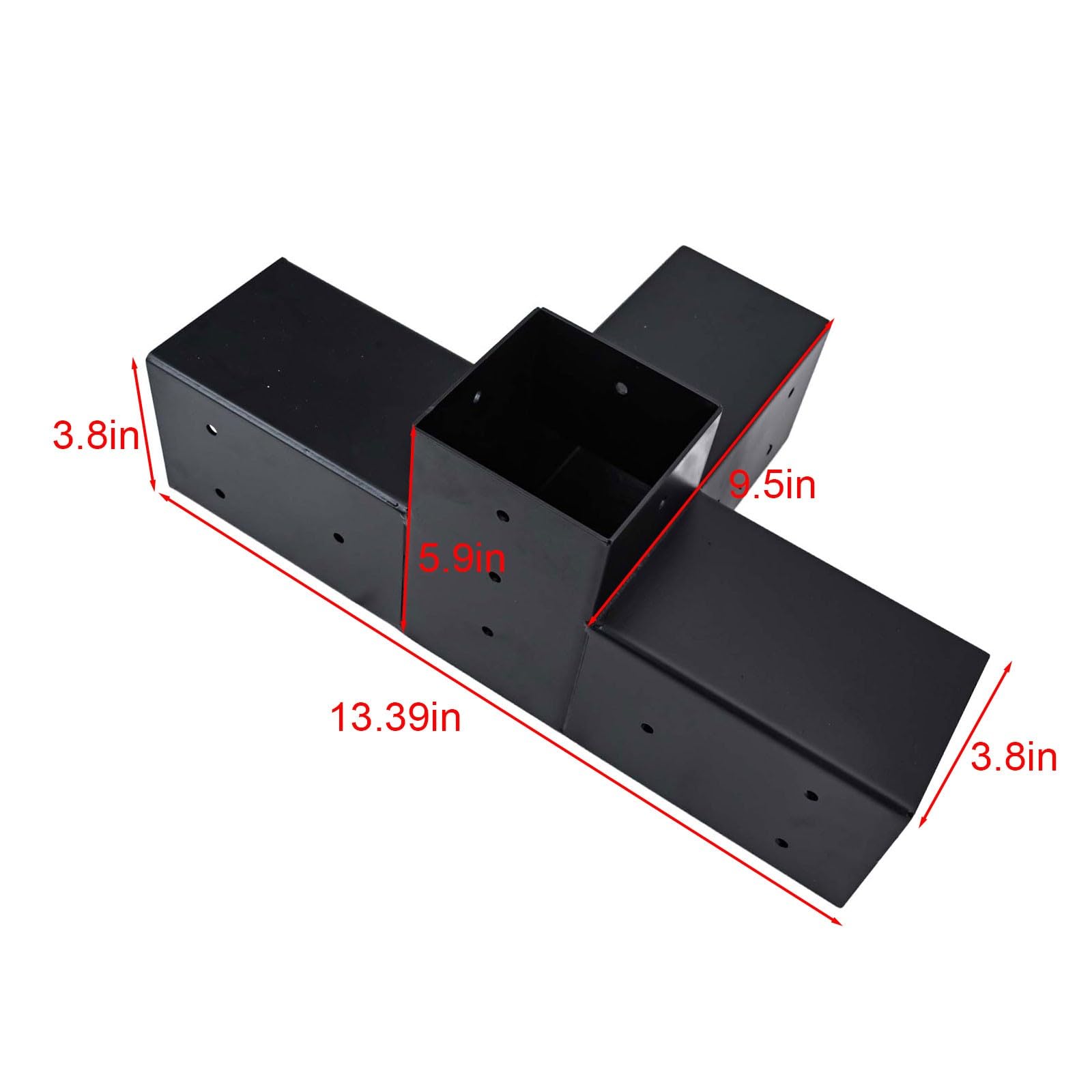 Kit di staffe per pergola in lega di acciaio, connettori angolari a 4 vie resistenti per legname da 10 x 10 cm, telaio per gazebo da giardino con viti, nero