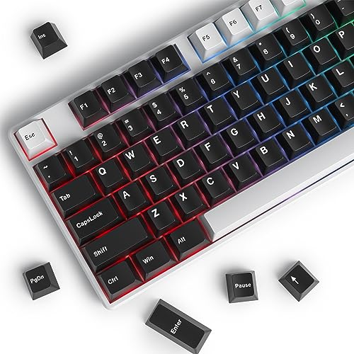 Image of Fogruaden White on Black Keycaps, Cherry Profile PBT Doubleshot keycaps, Minimalist Style Black and White Keycap, 168 Keys Custom Keycaps for Mechanical Keyboard(WOB)