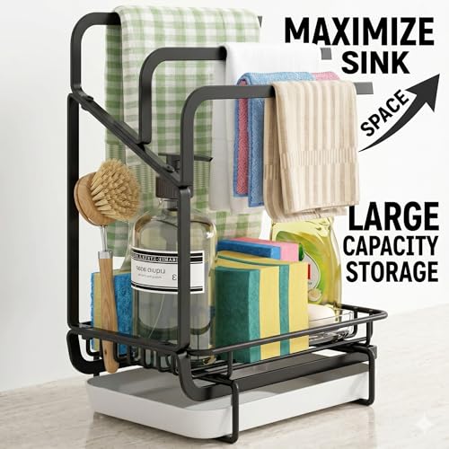 Image of Kitchen Sink Organizer Rack for Kitchen Basin | Sink Caddy Organiser with Soap Stand, Sponge Holder & Kitchen Tray | Under Sink Storage Organizer, Faucet Organizer, Modular Kitchen Accessories