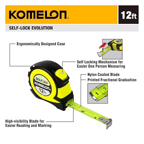 Ruban à mesurer Komelon 12' à verrouillage automatique Hi-Vis Speedmark