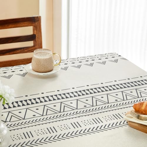 Image of Amazon Basics Tablecloth for Dining Table Cover, Microfiber Fabric Rectangle Tablecloth, 40x60 Inches 4 Seater (Boho Black, 4 Seater)