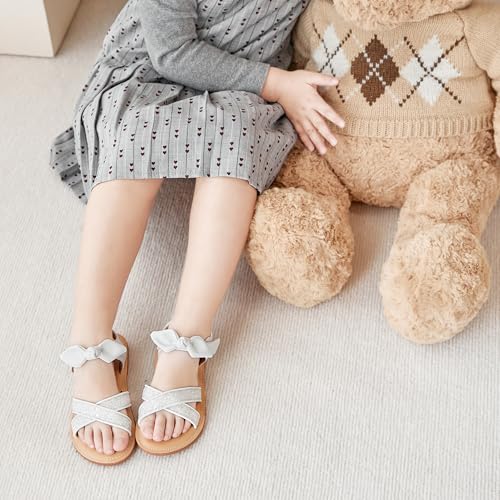 Image of Kolan Toddler Girl Sandals Open Toe Flat Princess Dress Shoes Little Kids